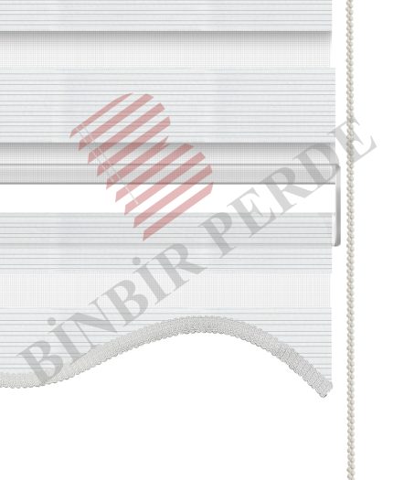 beyaz pileli dilimli zebra perde