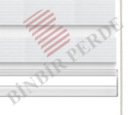 beyaz pileli düz zebra perde