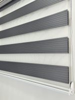 Gri Pileli Zebra Perde Ev&Ofis Perdesi Aluminyum Sistem