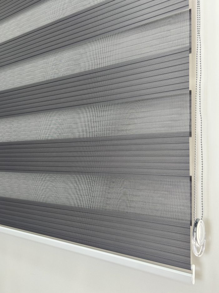 Gri Pileli Zebra Perde Ev&Ofis Perdesi Aluminyum Sistem - Görsel 3
